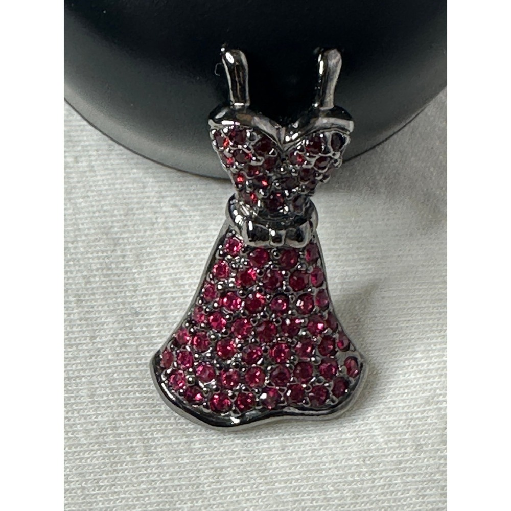 VTG Swarovski Little Red Dress Pin Brooch Sparkling EUC Retro